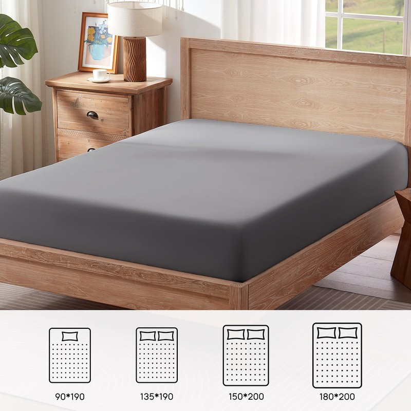 Sonive Fitted Sheet Extra Deep Bedding Sheet,30cm Extra Deep, Non