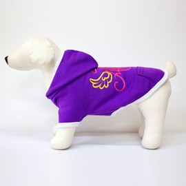 Alphadog Series Angel Embroidery Hooded (Hoody) T-Shirt with Pocket for Your Dog or Cat (XL, Purple)