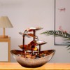 Resin Bronze Lotus Leaf Tabletop 4-Tier Fountain with Waterfall for