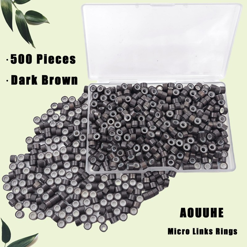Aouuhe 500 Pcs Micro Link Rings Beads for Hair Extensions