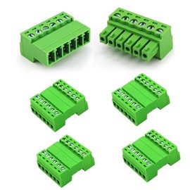 Kuosbiu 5 Set 6 Pin 3.81mm Pitch Screw Terminal Block Connector, Male Plug and Female Socket Pluggable Phoenix Type Connectorfor 28-16AWG