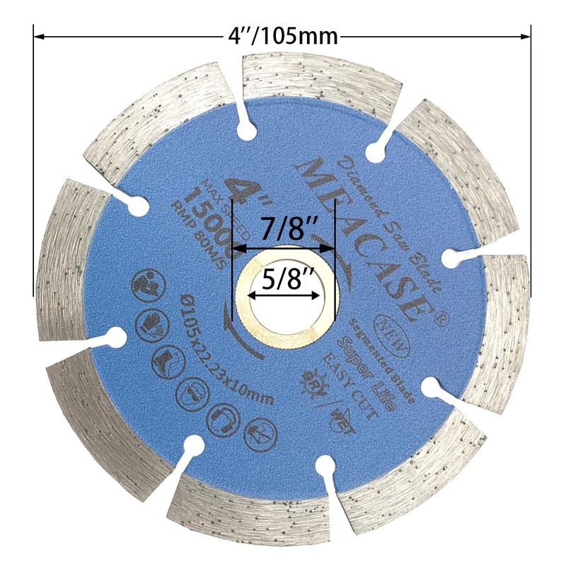 Meacase 8 inch Segmented Diamond Saw Blade for Concrete Masonry