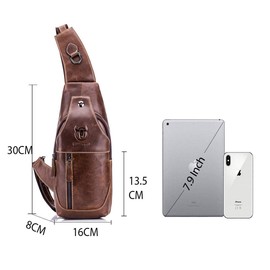 Sling Bag Leather Chest Bag Shoulder Bag Shoulder Bag Daypack for Business, Leisure, Sports, Hiking, Travel, Brown, brown, Elegant