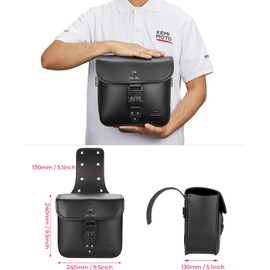 KEMIMOTO Motorcycle Saddlebags with Secure Lock & Quick-Release Buckles 15L (7.5Lx2) PU Leather Throw Over Hard-Shell Side Bags Universal Fit for Sportster Softail Rebel Dyna Cruiser