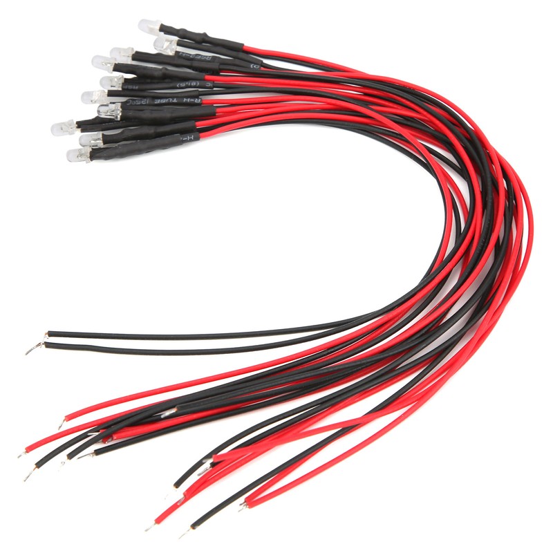50Pcs LED Lights Emitting Diodes Pre Wired Prewired Round Head