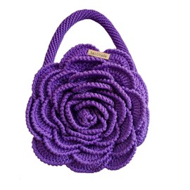 Generic Crochet Big Rose Bags and Totes Bag Crochet Purse for Women (Purple)