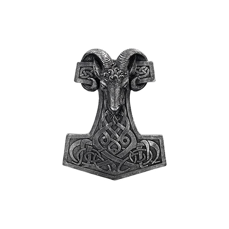 Pacific Giftware Thor's Hammer with Aries Head Wall Relief Viking