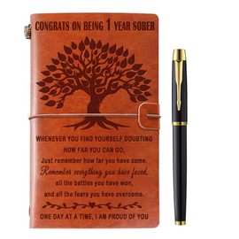 Filten Sober Gifts Sobriety Gifts for Women Men Addiction Recovery Gifts Leather Journal Notebook Recovery AA NA Gifts alcoholics anonymous gifts Sober Milestone Gift, sober1year