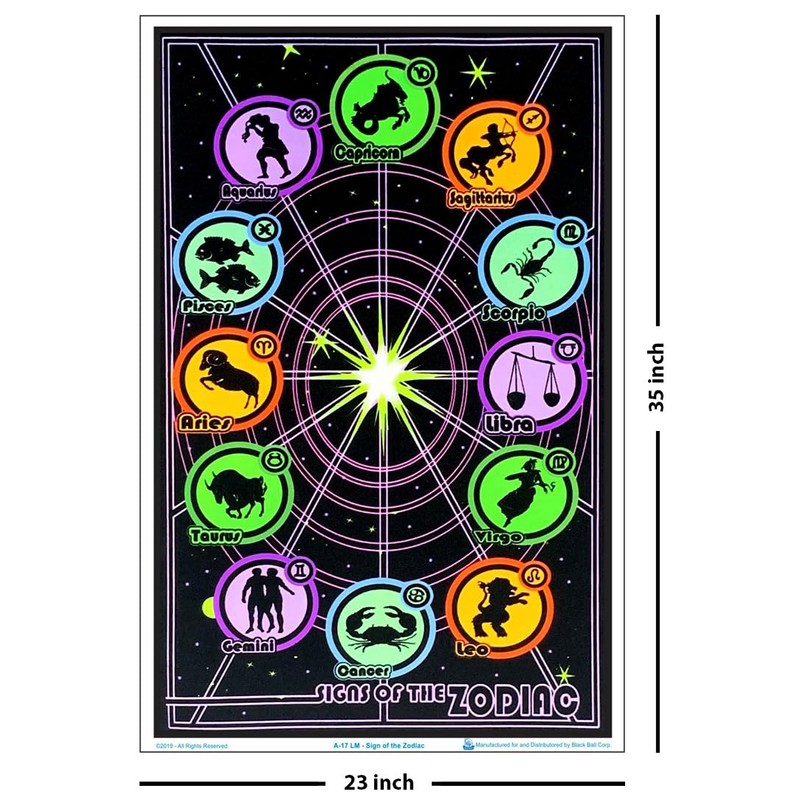 Signs of The Zodiac - Blacklight Poster - Flocked -