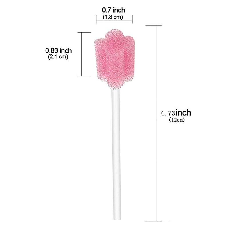 Wellgler's Mouth Swabs for Elderly，Disposable Oral Swab (100pcs,Pink)