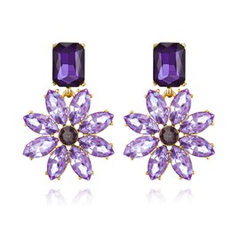 Clearine Sparkle Bling Rhinestone Marquise Emerald Cut Cluster Flower Earrings for Women Summer Party Jewellery, Crystal