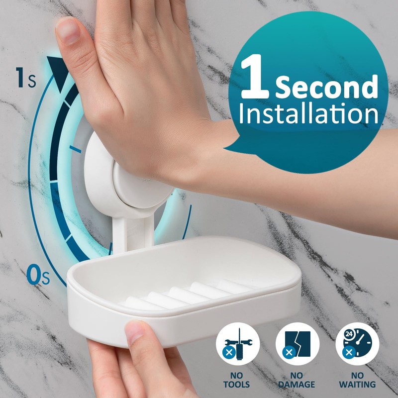TAILI Suction Cup Soap Dish Vacuum Suction Soap Holder, Strong