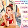 Pack of 14 Shiny Metallic Scrunchies Glitter Hair Bobbles for