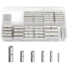 RED WOLF 26 to 8 AWG Uninsulated Bu-tt Connector Copper Wiring Ferrule Non-Insulated Wire Connector Kit Cable Connection Crimp Barrel Electrical Metal Terminal Bu-tts 6 Sizes (100 PCS)