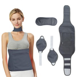 CheiyQu Castor Oil Pack Wrap, 4 Pcs Reusable Organic Cotton Castor Oil Wrap for Neck, Abdomen and Knee with Adjustable Elastic Straps Washable Flannel Cloth Compress Kit