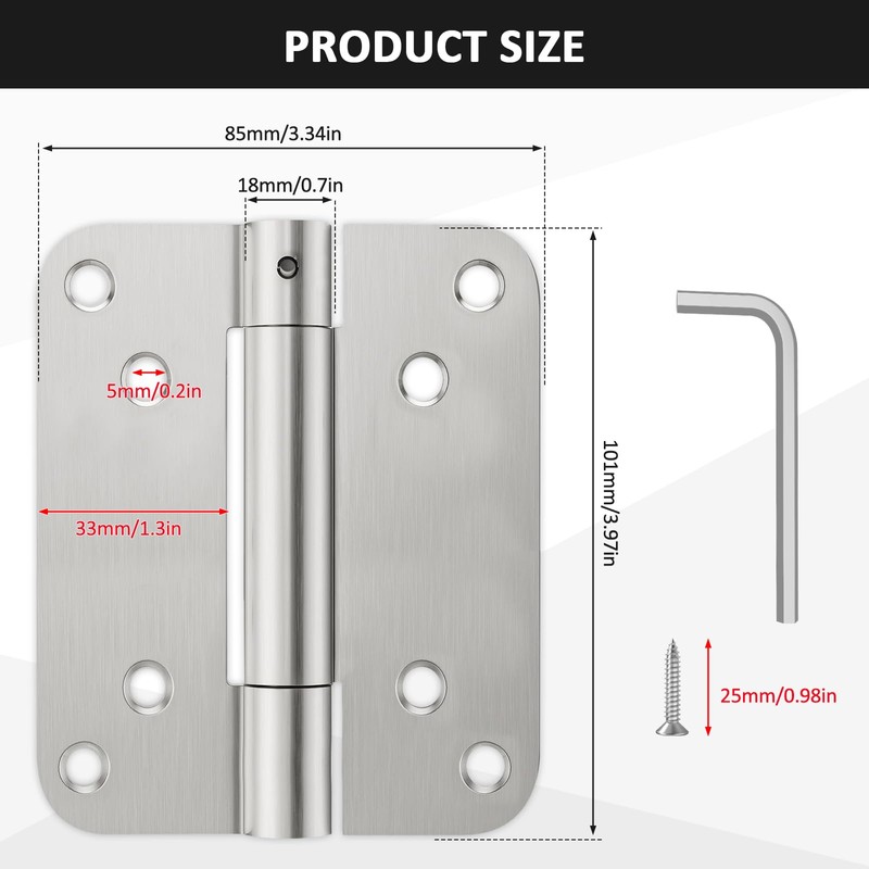 Jinyuanchao 4 Inch Automatic Closing Door Hinge, 3mm Thick Stainless