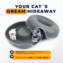 MarkaShop_ Cat Tunnel Bed - Scratch Resistant Cat Beds Large Size Cat Tunnels for Indoor Cats Washable Cat Cave for Multiple Large Cats Up to 17 Lbs