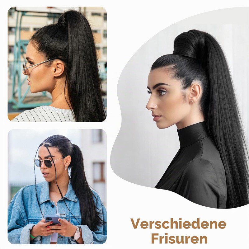 Ponytail Extension, Ponytail Hairpiece, 60 cm Long Straight Braid Extensions,