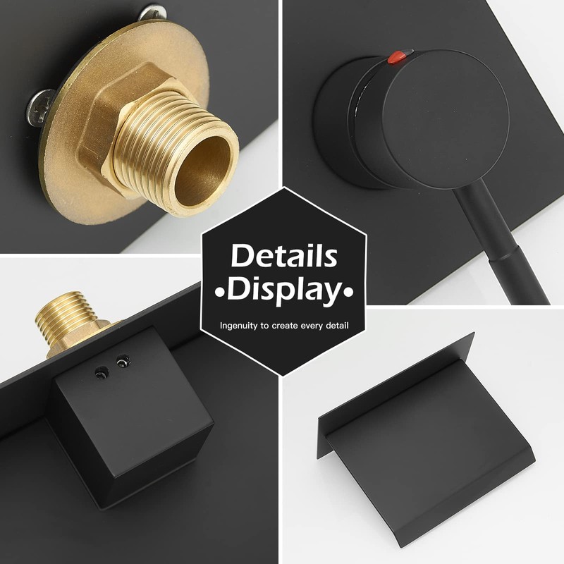 BWE Wall Mount Bathtub Faucet Matte Black Single Handle Bathtub