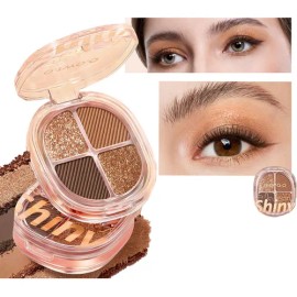 Paletas De Sombras 4 Tonos Brillo Intenso Larga Duración