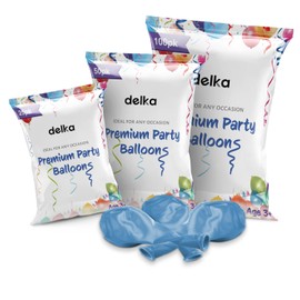 delka 12-Inch Latex Birthday Balloons - Pack of 50, Baby Blue | Suitable for Kids Party Decorations, Baby Shower, Wedding, Christmas, New Year Eve Decoration & Celebration| Helium Gas or Air Inflated