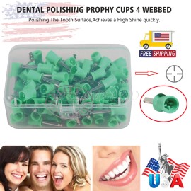 100 Dental Soft Prophy Cup Rubber Polish Brush Polishing Teeth Latch Type