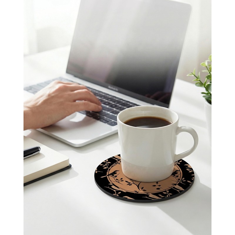 Drink Coasters Set of 4, 4.7x4.7 inch Cute Absorbent Felt