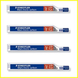 Staedtler Mars Micro Carbon 2500.5 mm 2H Pencil Refill Leads 4 Tubes / Packs (48 Leads) 2H