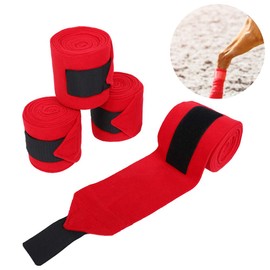 Red 4Pcs Wraps Bandage, Lightweight Fleece Horse Bandage, Anti?Slip for Swelling Ankle