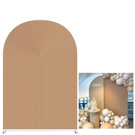 KONPON Brown Ripples Arched Frame Fabric Cover for Birthday Partied Double-Sided Stretchy Chiara Backdrops Arched Wall Stands Covers Arch Backdrop Cover 2.5x6ft