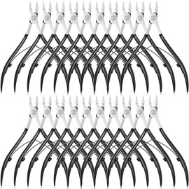 Chumia 20 Pcs Cuticle Trimmer Stainless Steel Cuticle Nippers, Nail Edge Cutter Clippers Dead Skin Trimmer Pointed Pedicure Manicure Nipper Remover Care Tools Bulk for Fingernails Toenails (Black)