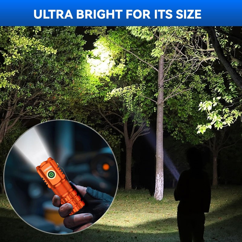 UNROEVS XC06 Mini Flashlight Rechargeable,Pocket Flashlight with Magnet,Super Bright Small