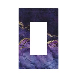 Purple Marble Abstract Gold Crack Iridescent Art Marbling Luxury Elegant Art 1 Gang Single Decorator GFCI/Rocker Wall Plate Electrical Outlet Decorative Receptacle Cover Light Switch for Dimmer, USB