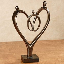 Touch of Class Heartfelt Family Table Sculpture - Resin - Bronze - Depicting I Love You Statue - Modern Decorative Sculptures for Desk, Bedroom, Living Room - Adoption Celebration