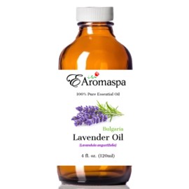 EAromaspa Lavender Essential Oil 100 Pure, Undiluted, Natural, for Hair Skin 4oz