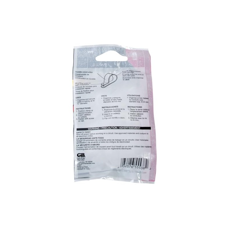 GB Gardner Bender PPC-1538 3/8" Plastic Cable Clamps - Natural