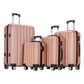 Vertical Patterned Suitcase with Handle Trolley Case, for Travel, Business Trip(16in/20in/24in/28in) (Rose Gold)