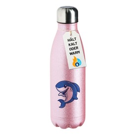 Huuraa Water Bottle Shark Comic Gift 500 ml Pink Stainless Steel Shark Present