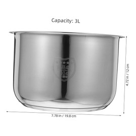 - Olla interior universal de repuesto para olla de arroz de acero inoxidable compatible con modelos y Aroma y fácil de limpiar, capacidad de 5 tazas