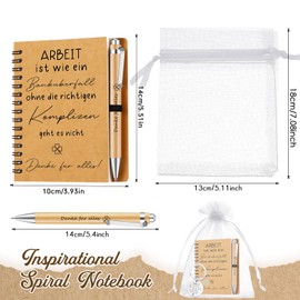 Sinmoe 8 Sets Gift for Colleagues Employees Motivational Spiral Notepad Thank You for Everything Wooden Ballpoint Pen Work Is Like A Bank Robbery Keyring for Job Change Christmas