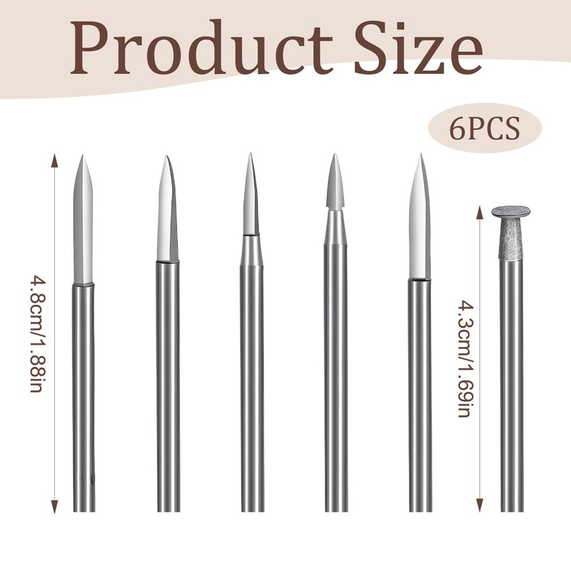 Wood Carving Drill Bits Kit 6PCS, Compatible with Dremel Rotary