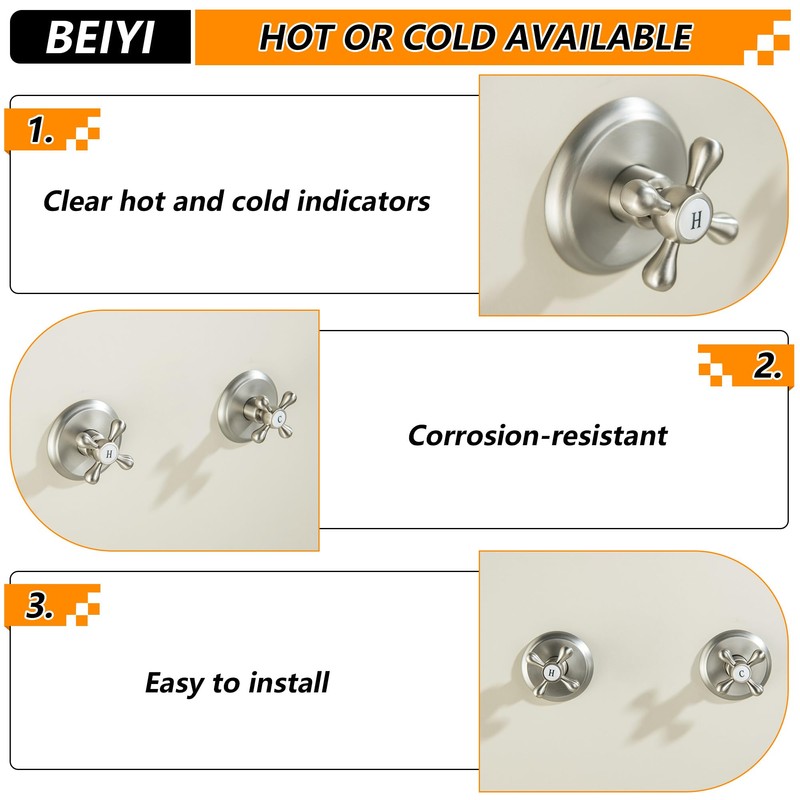 BEIYI 2 Handle Shower Faucet, Two Handles Shower Faucet Set,