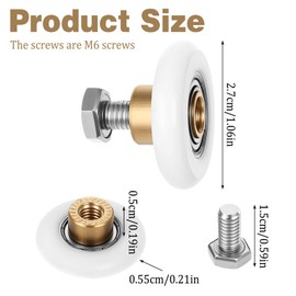 4 Pcs 27mm Showers Door Rollers Runners Wheels Replacement, Shower Door Rollers Runners Wheels, Ultra-Quiet Shower Glass Roller Replacement for Bathroom Glass Top and Bottom