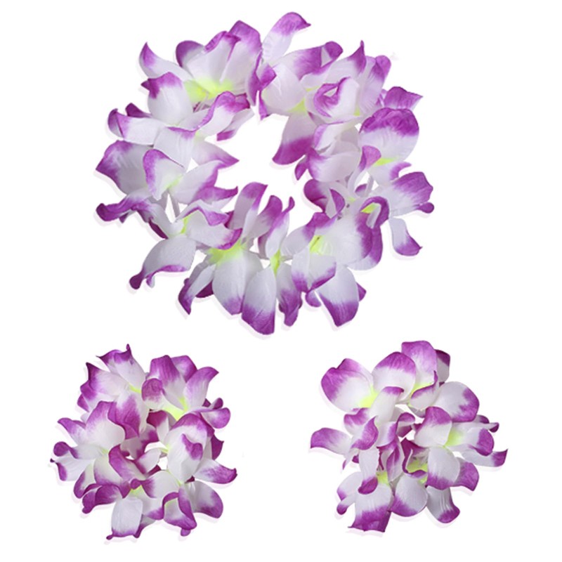 ZCMG Hawaiian Leis Headband Wristbands Hawaii Tropical Luau Flower Women