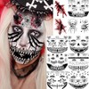 10 Sheets Scary Face Tattoos Halloween Temporary Tattoos Horrible Stitch