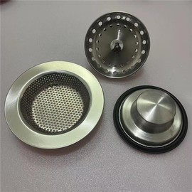 3Pcs Universal Kitchen Sink Stopper Strainer Garbage Disposal Plug, Stainless Steel Anti-Clogging Kitchen Sink Filter Sieve Basket Strainer, Wide Rim for Kitchen Sink Drain (Silver)