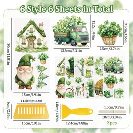 WANDIC 6 Sheets St.Patrick's Day Rub on Transfers Stickers, DIY Transfers Stickers for Furniture Waterproof Stickers Decals for Home Decorations, 15 * 30cm