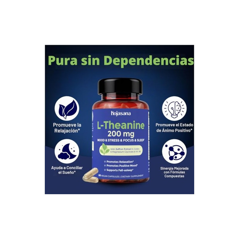 L-teanina 200mg con azafrán, GABA, glicinato de magnesio y VIT.B6