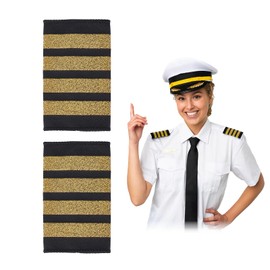 NICENEEDED 1 Pair Shoulder Boards Epaulets, Uniform Bars Airline Pilot Epaulets, Captain Shoulder Boards Insignia Sliders Cosplay Epaulette Sliders