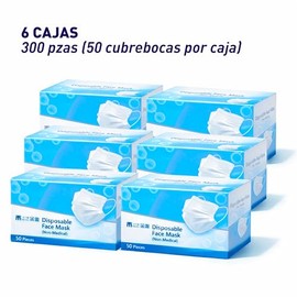 Bluelander Cubrebocas Desechables Tricapa, 300 Piezas, Color Blanco para Adulto, Mascarillas de 3 Capas con Ajuste Cómodo y Filtro, Uso Diario